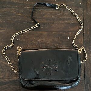 Tory Burch Black Crossbody Bag with Gold Chain